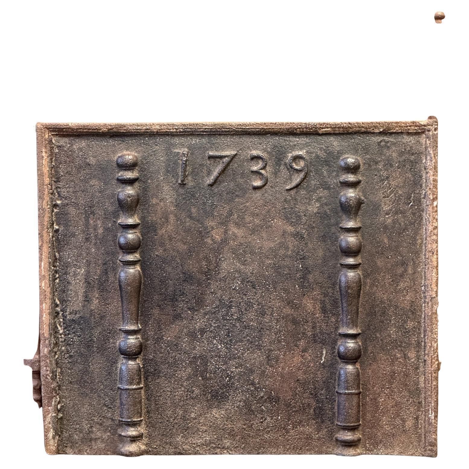 French Louis XV Period 'Year' Fireback / Backsplash, Dated 1739 photo furniture