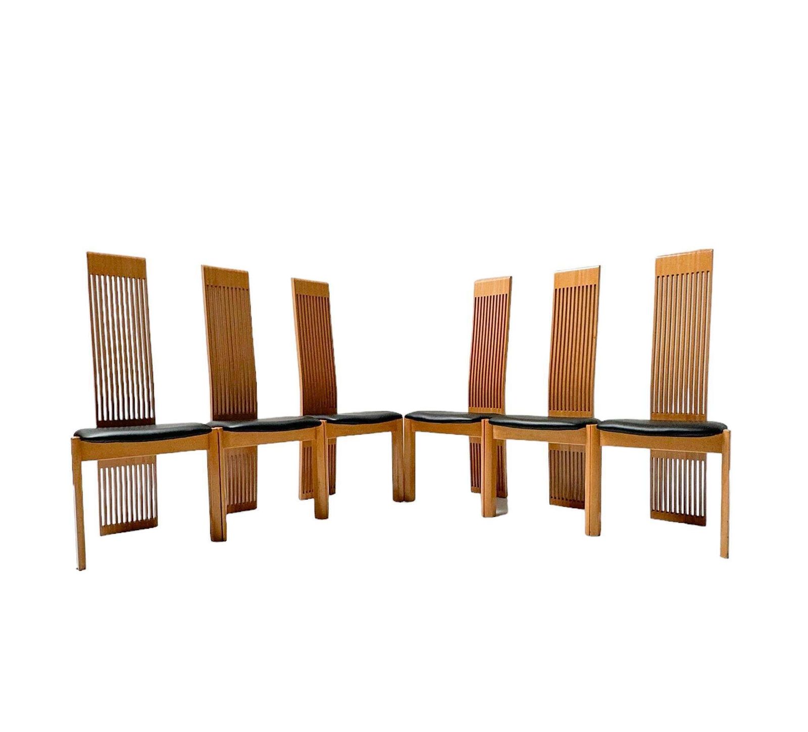 Post Modern Slatted High Back Dining Room Chairs By Pietro Costantini, 1980s photo for sale