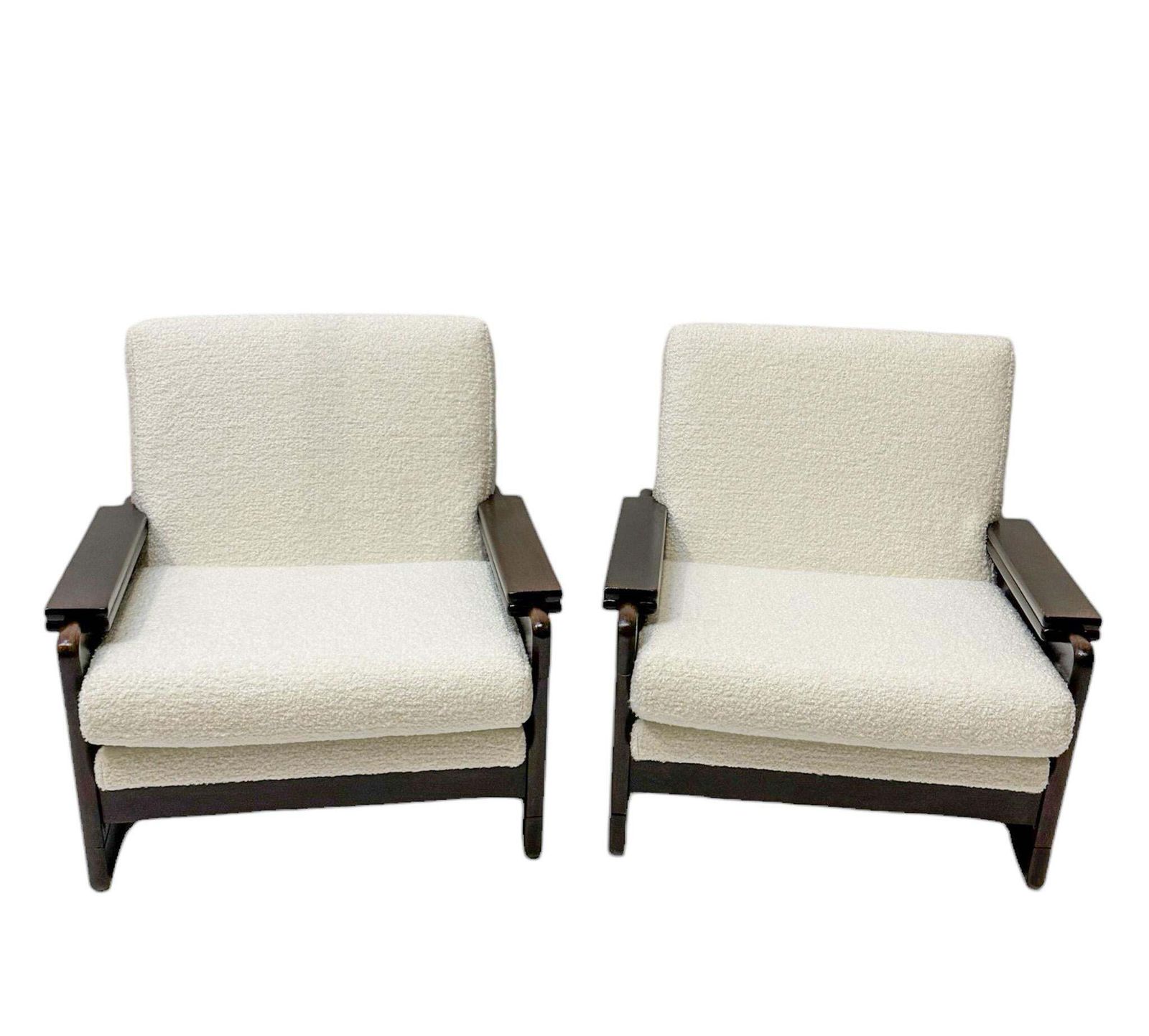 Mid Century Modern Wenge Lounge Chairs With Bouclé Upholstery, 1970s photo furniture
