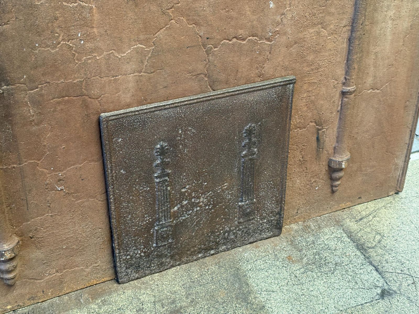 French 'Pillars Of Freedom' Fireback / Backsplash, 18th   19th C, Neoclassical P photo Home Fixtures