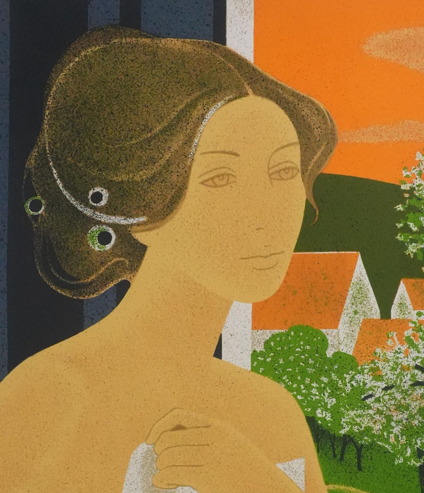 Yves Gannenaked Woman In The Countryside   Original Lithograph Signed photo Art