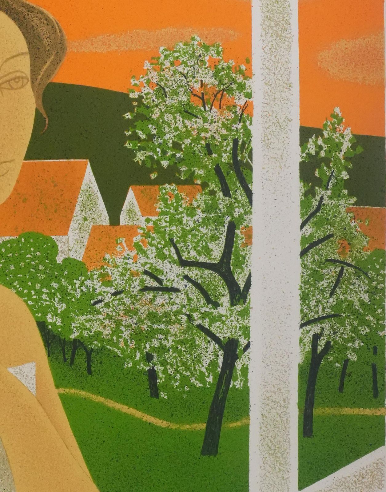 Yves Gannenaked Woman In The Countryside   Original Lithograph Signed photo vinterior