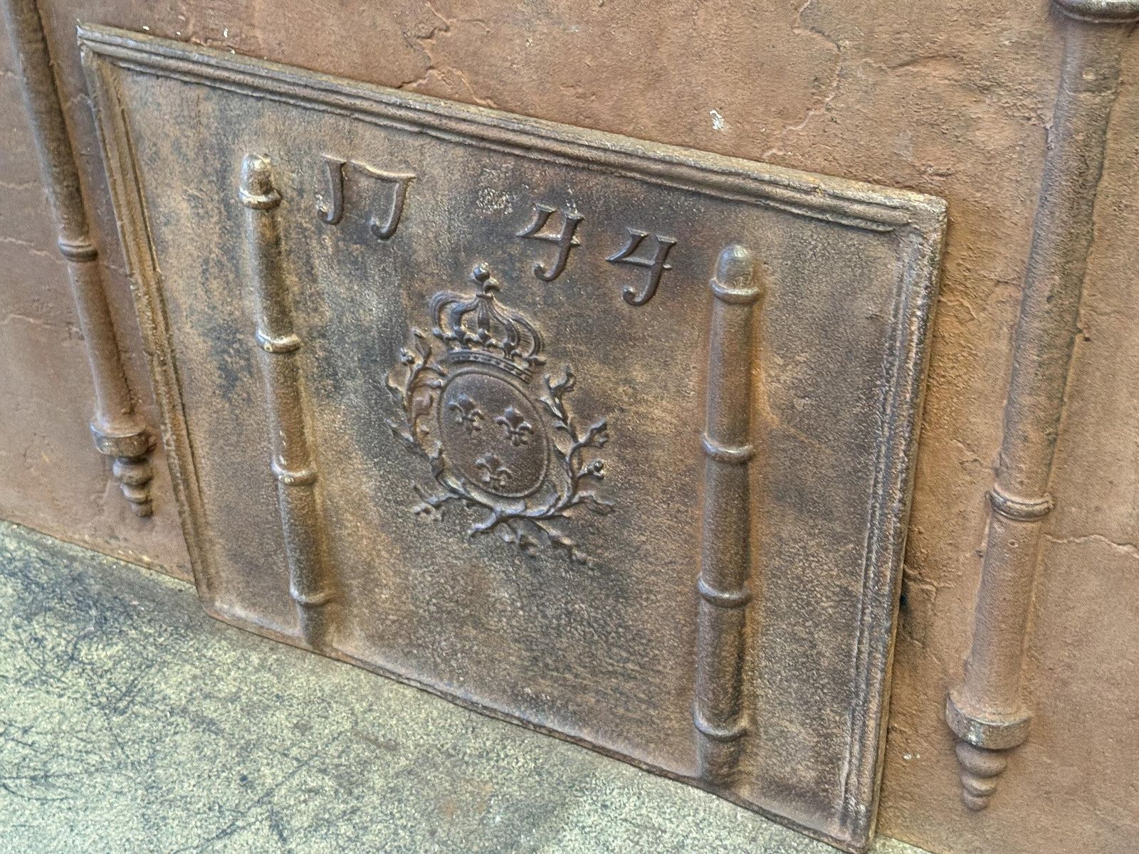 French Louis XV Arms Of France Fireback / Backsplash, Dated 1744 photo for sale