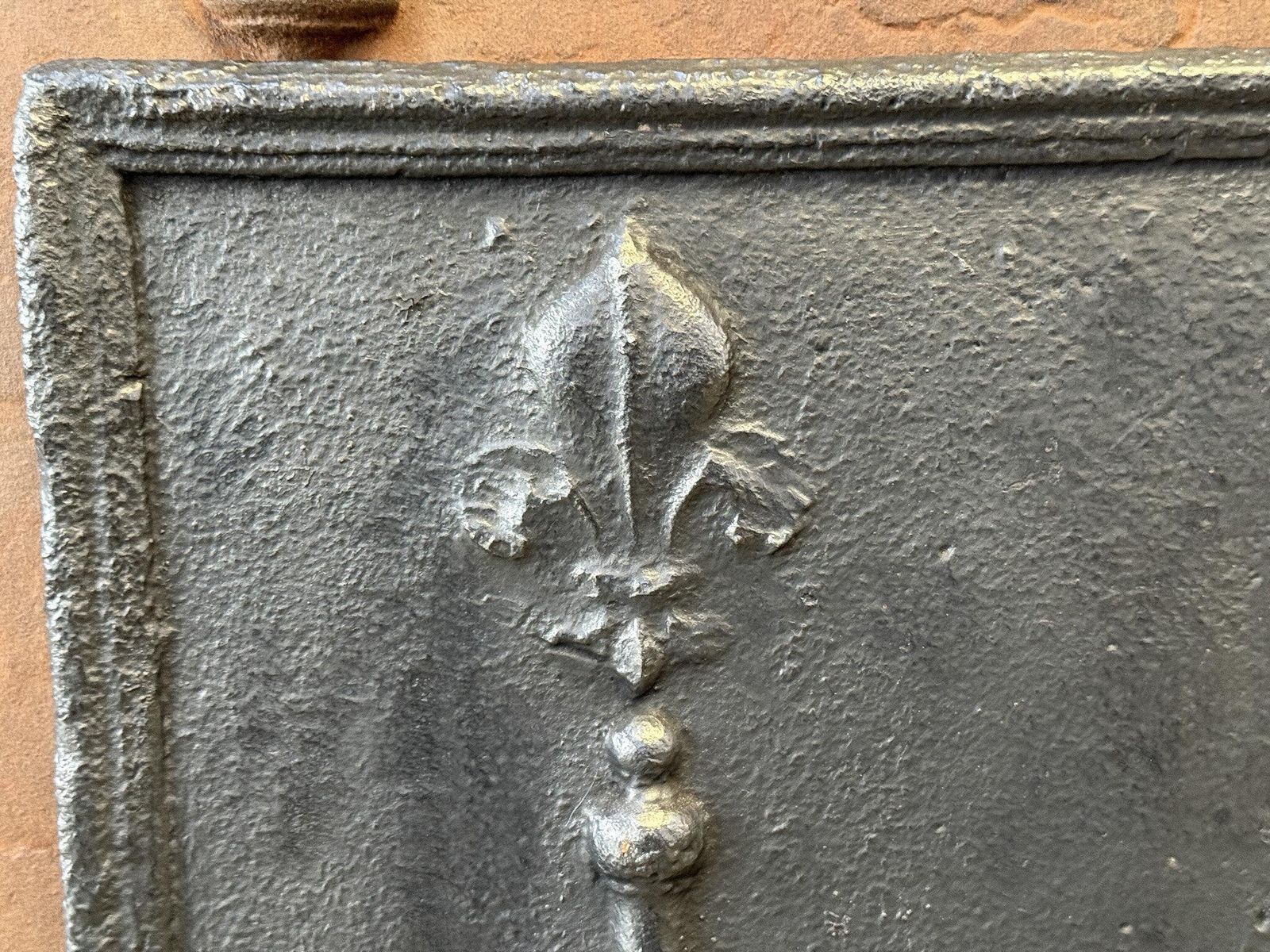 photo for sale 17th Century French Fireback / Backsplash With Pillars And Fleurs De Lys