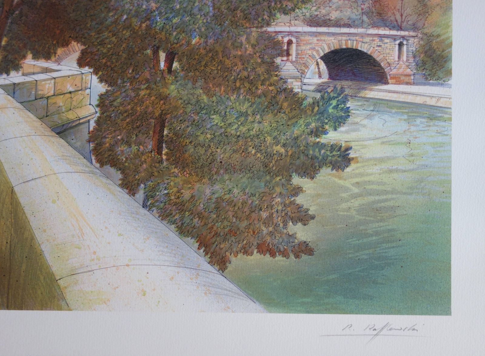 Rolf Rafflewskiparis : Near The Seine River   Original Handsigned Lithograph photo furniture
