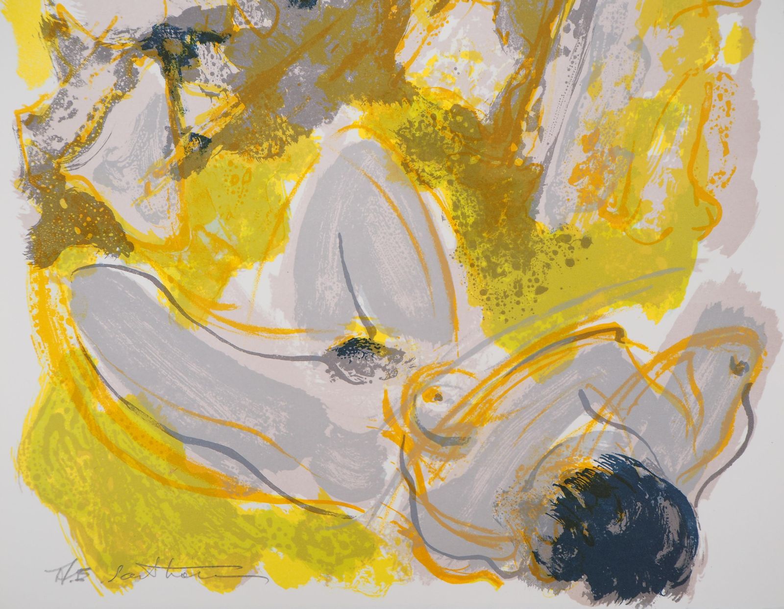 Maurice élie Sarthounude In The Mountains   Original Handsigned Lithograph1966 photo for sale