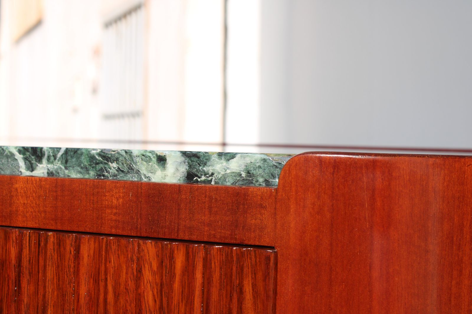 Furniture Curved Wooden Chest Of Drawers With Green Marble Of The Alps Ducrot Paolo Buffa photo