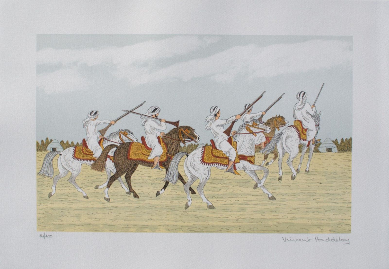 Vincent Haddelseyhorse : Moroccan Riders   Original Lithograph, Handsigned & Ltd /1001974 photo furniture