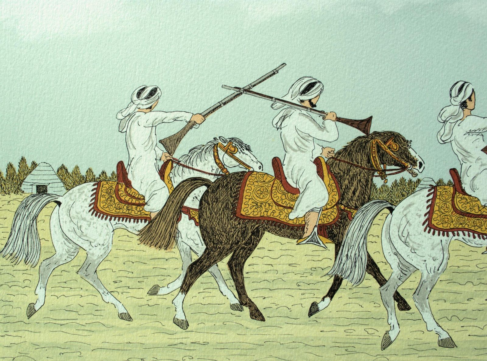 Vincent Haddelseyhorse : Moroccan Riders   Original Lithograph, Handsigned & Ltd /1001974 photo vintage