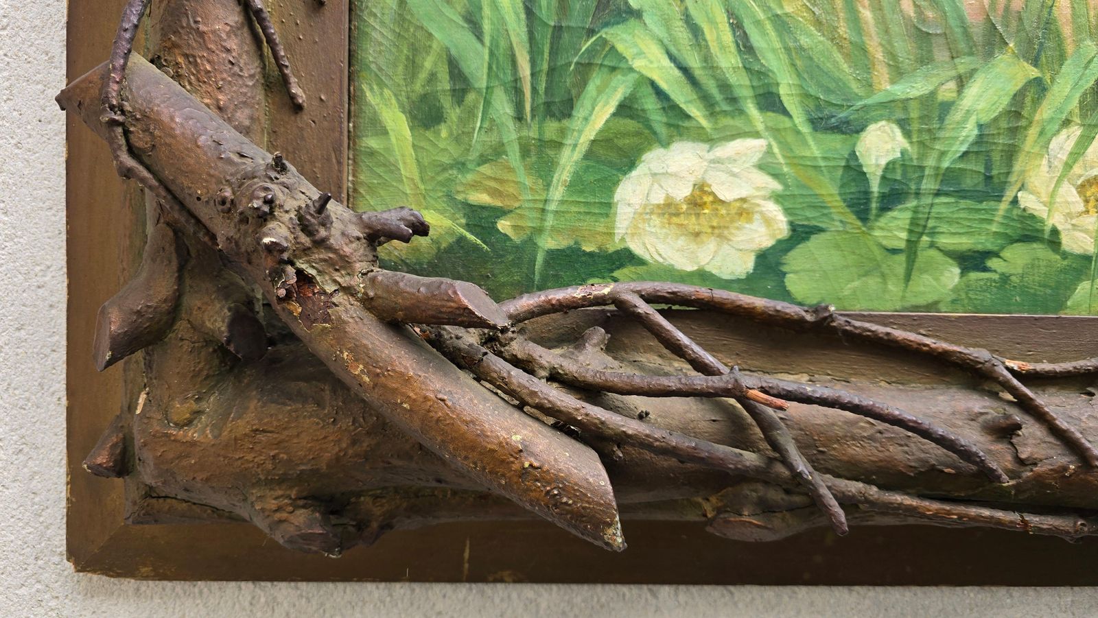 photo for sale Putti Painting By A. Gevels In An Original Sculptural Nature Frame, Belgium