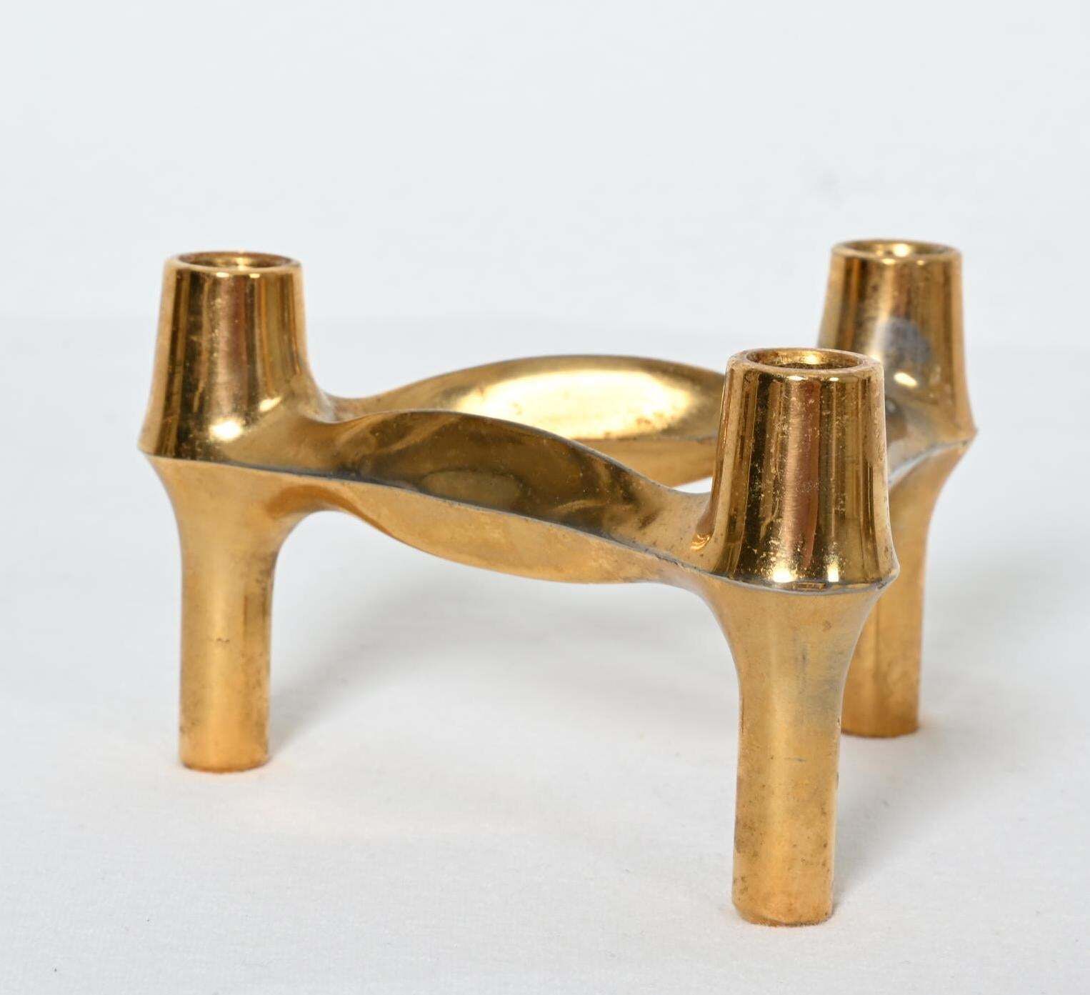 Rare Gold Bmf Nagel Quist Variomaster Brutalist Stockable Modular Candleholder photo for sale
