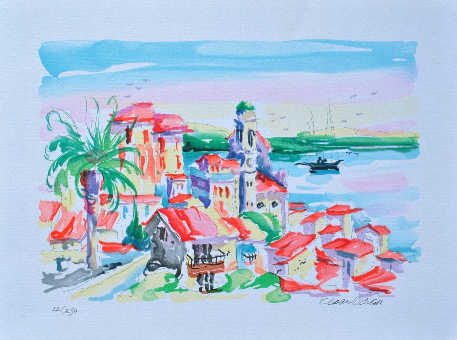 Oliver Zladkuriviera : Saint Tropez Village   Original Lithograph, Handsigned & Ltd /2501982