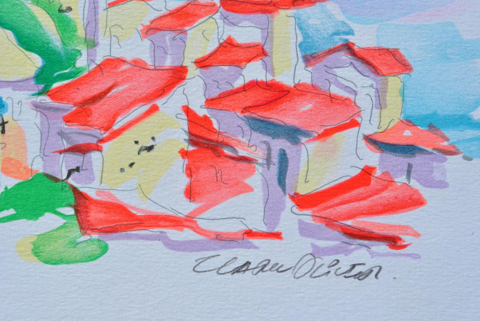 Oliver Zladkuriviera : Saint Tropez Village   Original Lithograph, Handsigned & Ltd /2501982 photo for sale