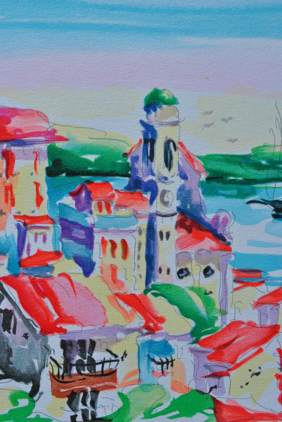Oliver Zladkuriviera : Saint Tropez Village   Original Lithograph, Handsigned & Ltd /2501982 photo vinterior