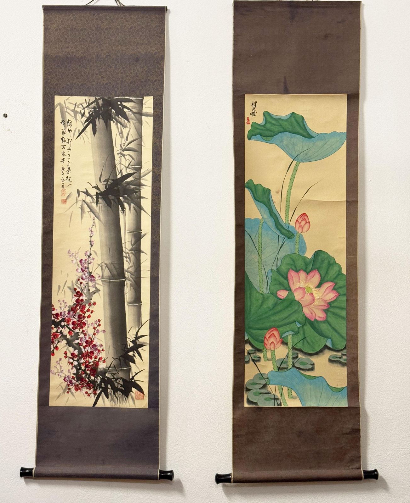Art Set Of Two Chinese Scroll Painting photo