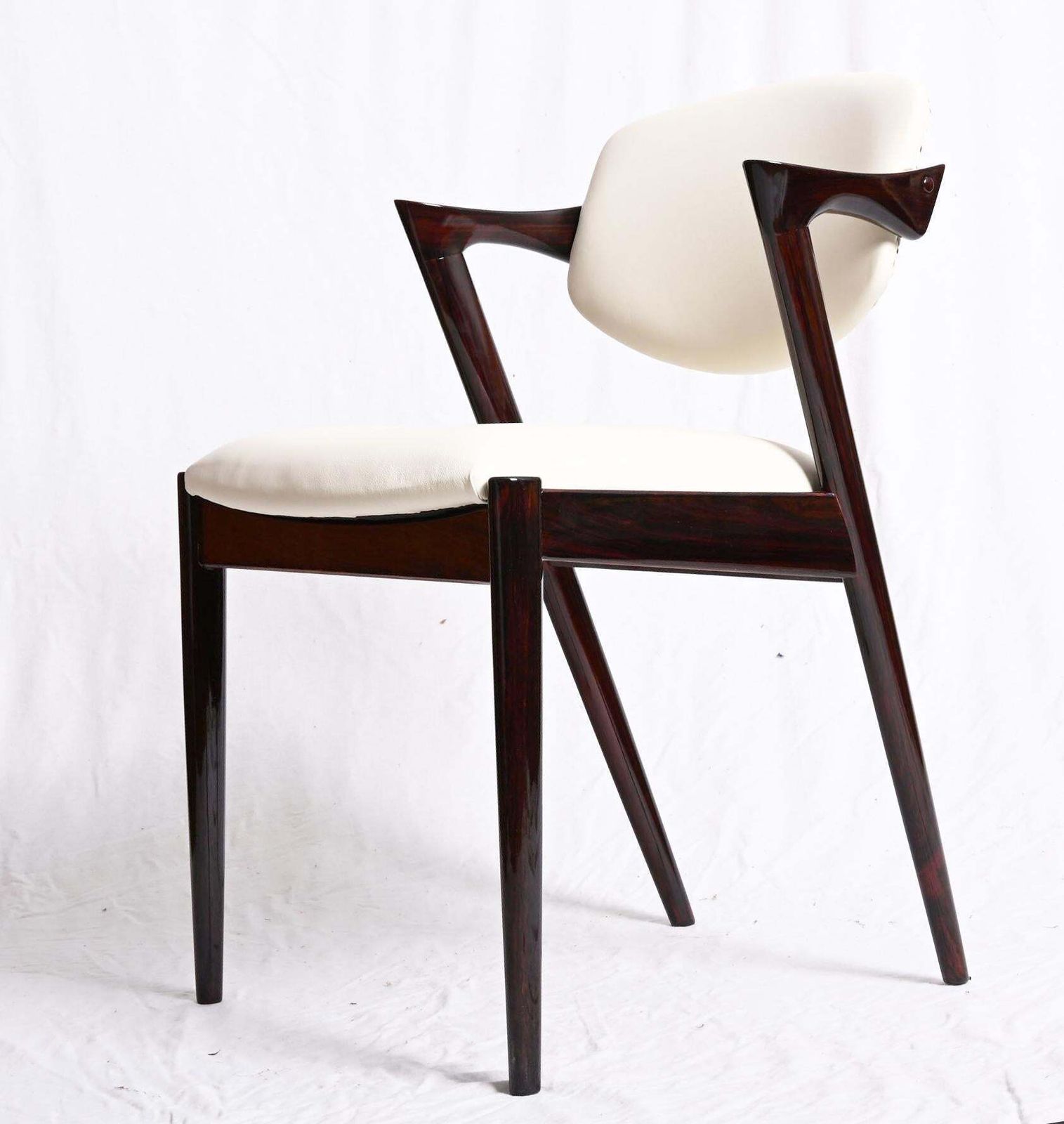 Hardwood And Leather Chairs By Kai Kristiansen Model 42 photo vinterior