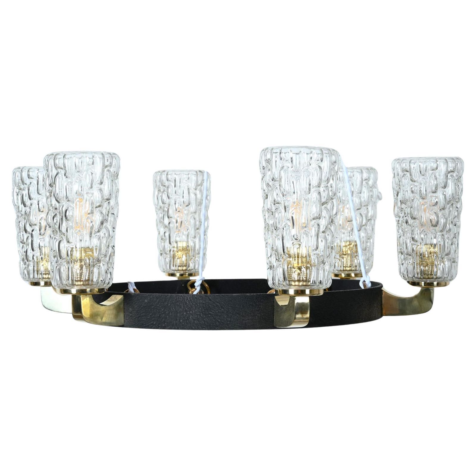 Rare Midcentury Brass Glass Chandelier By Rupert Nikoll photo furniture