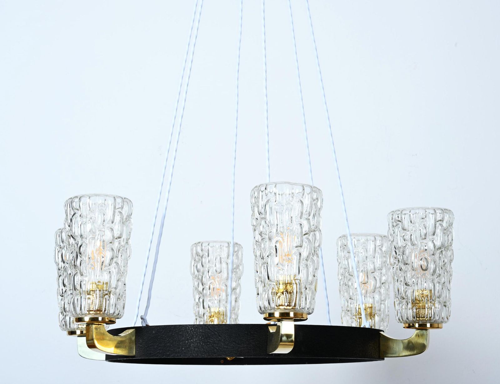 photo furniture Rare Midcentury Brass Glass Chandelier By Rupert Nikoll