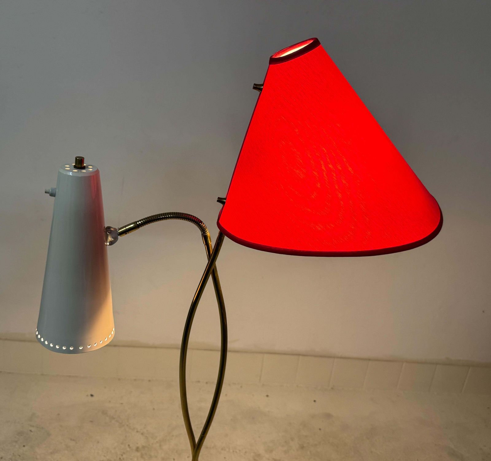 Rare Midcentury Brass Floor Lamp By Rupert Nikoll photo Lighting