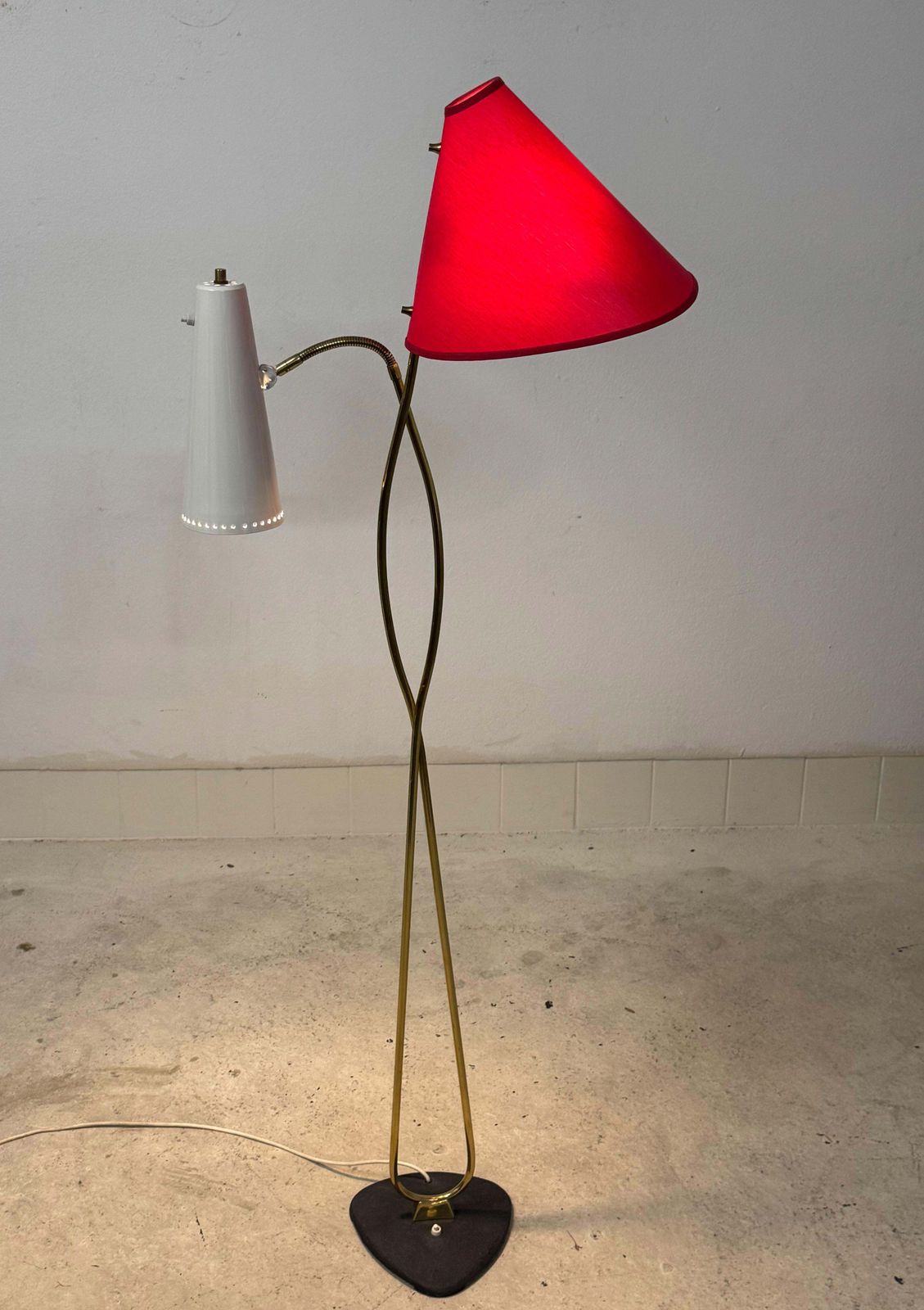 Rare Midcentury Brass Floor Lamp By Rupert Nikoll photo buy
