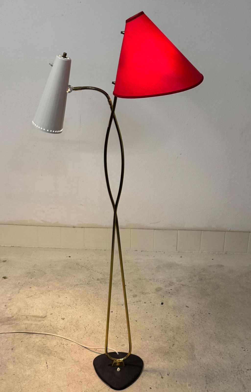 photo for sale Rare Midcentury Brass Floor Lamp By Rupert Nikoll