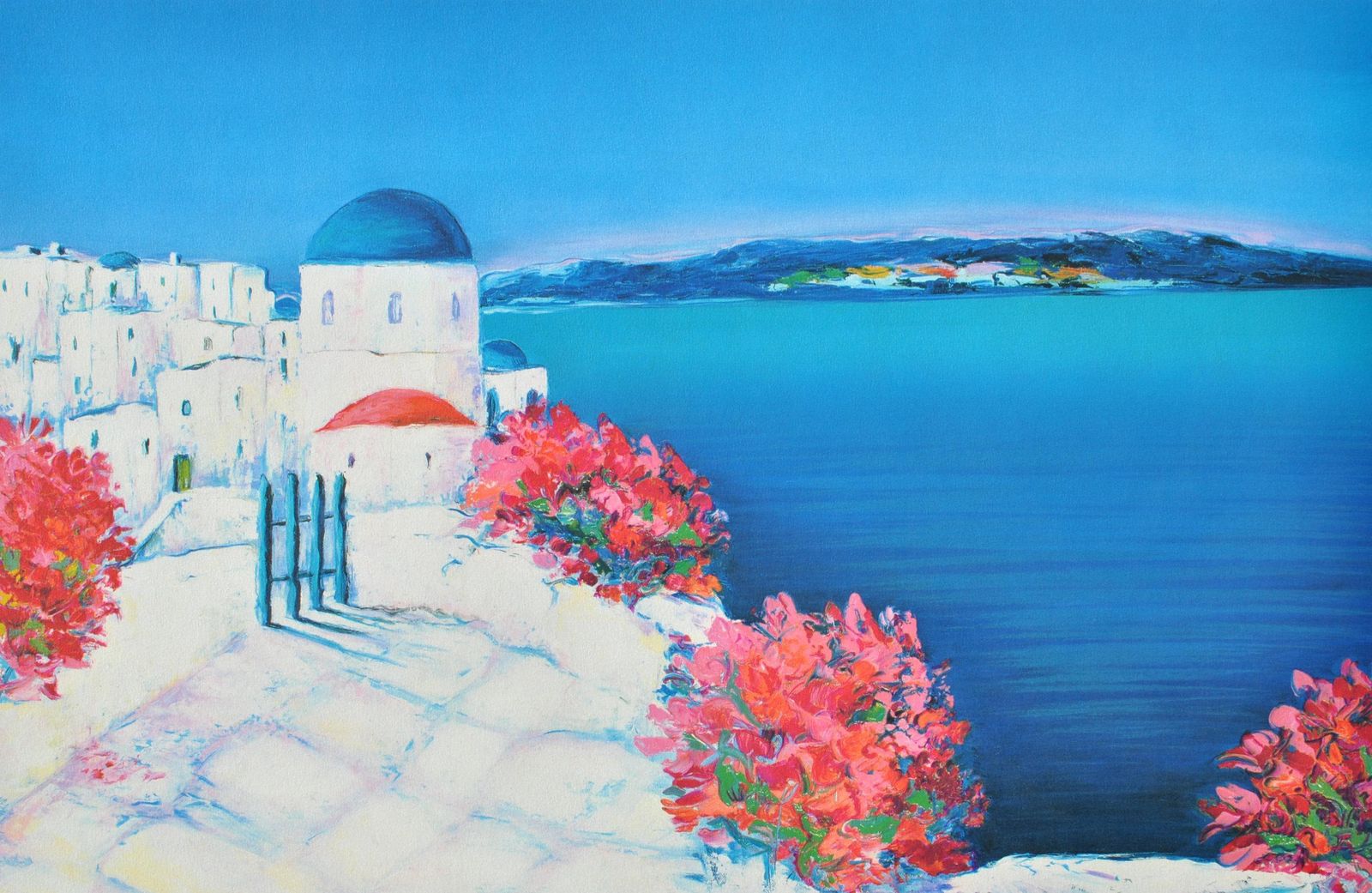 Serge Fenechriviera : Flowers At Santorini   Original Lithograph, Handsigned & Ltd /3901982 photo furniture