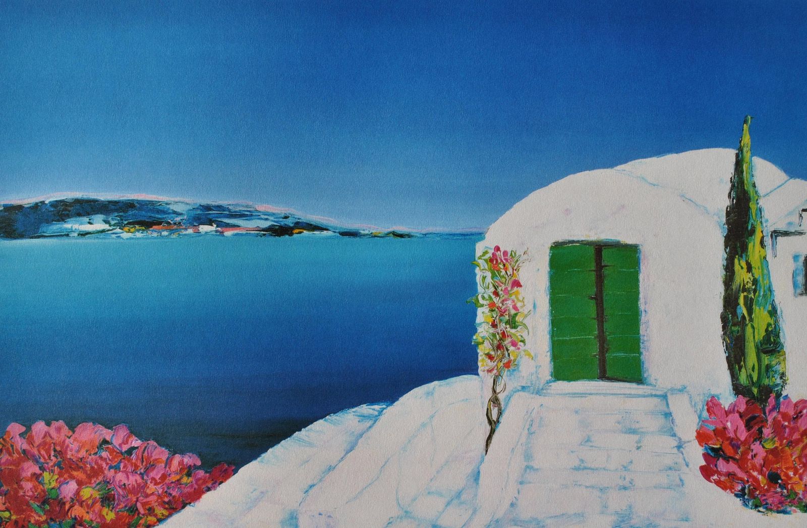 Serge Fenechriviera : View On Cyclades   Original Lithograph, Handsigned & Ltd /3901982 photo furniture