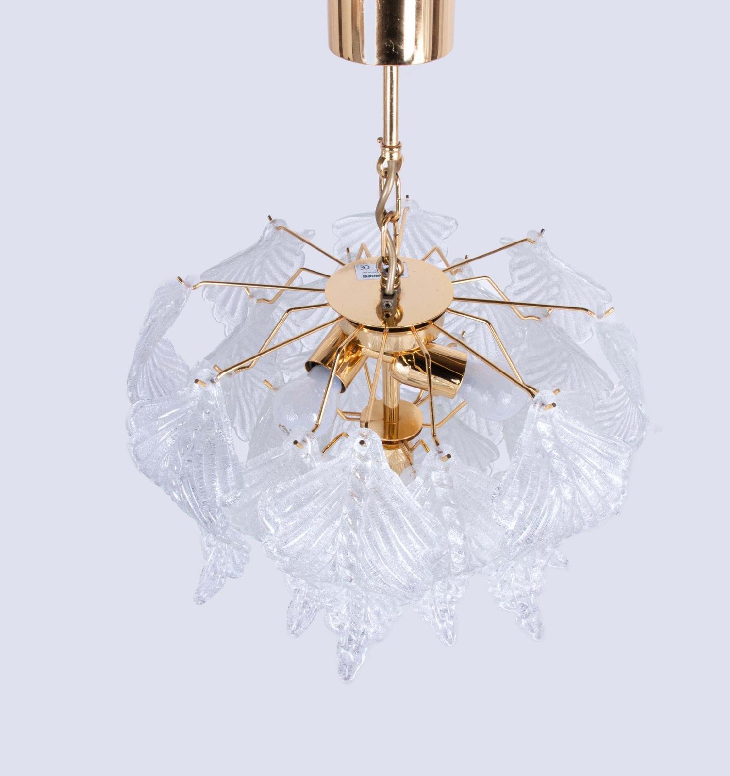 Novaresi Murano Petals Chandelier Glass & Brass, Italy 1970s photo buy