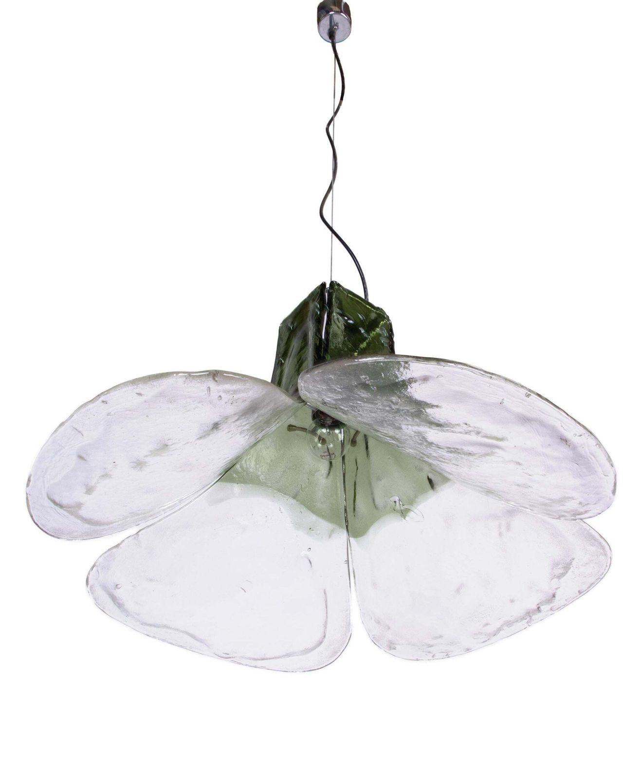 Mazzega Tulip Pendant Lamp Green & Clear Murano Glass By Carlo Nason Italy 1960s photo buy
