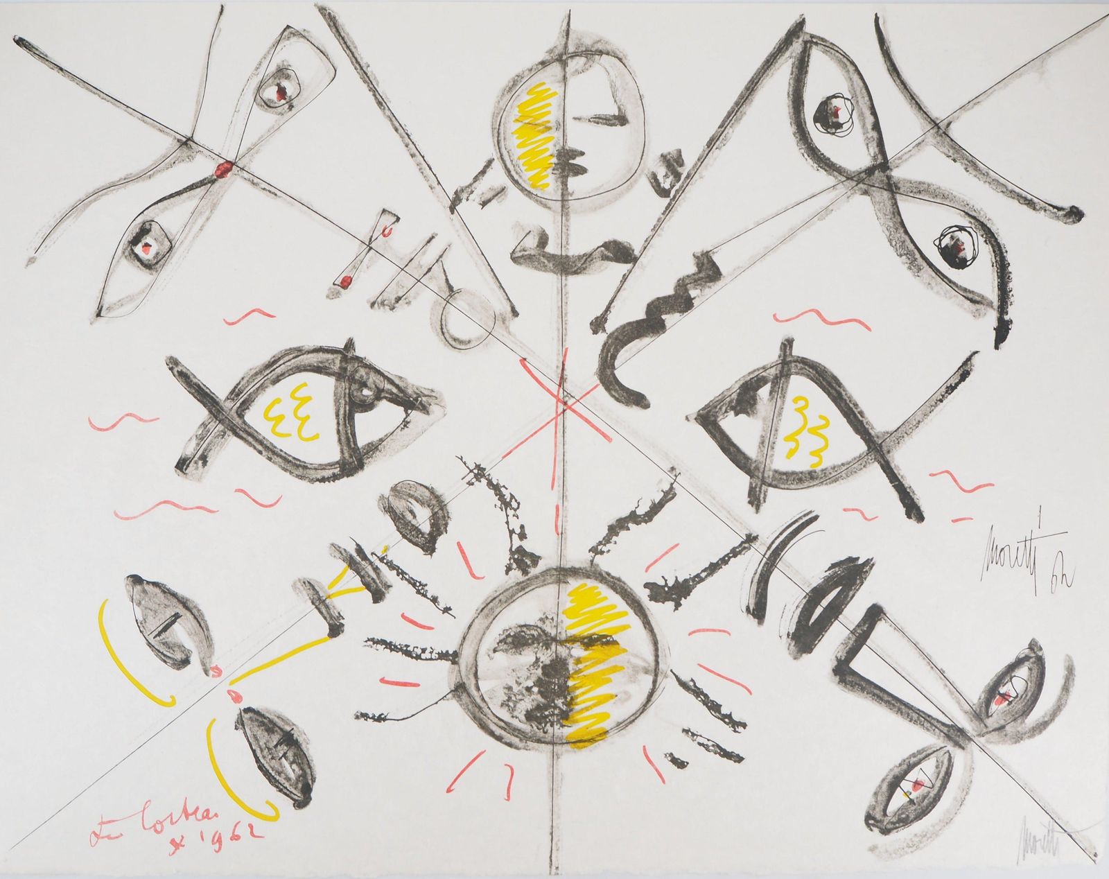 Jean Cocteaujean Cocteau And Raymond Moretti : The Evolution   Original Hansigned Lithograph1973