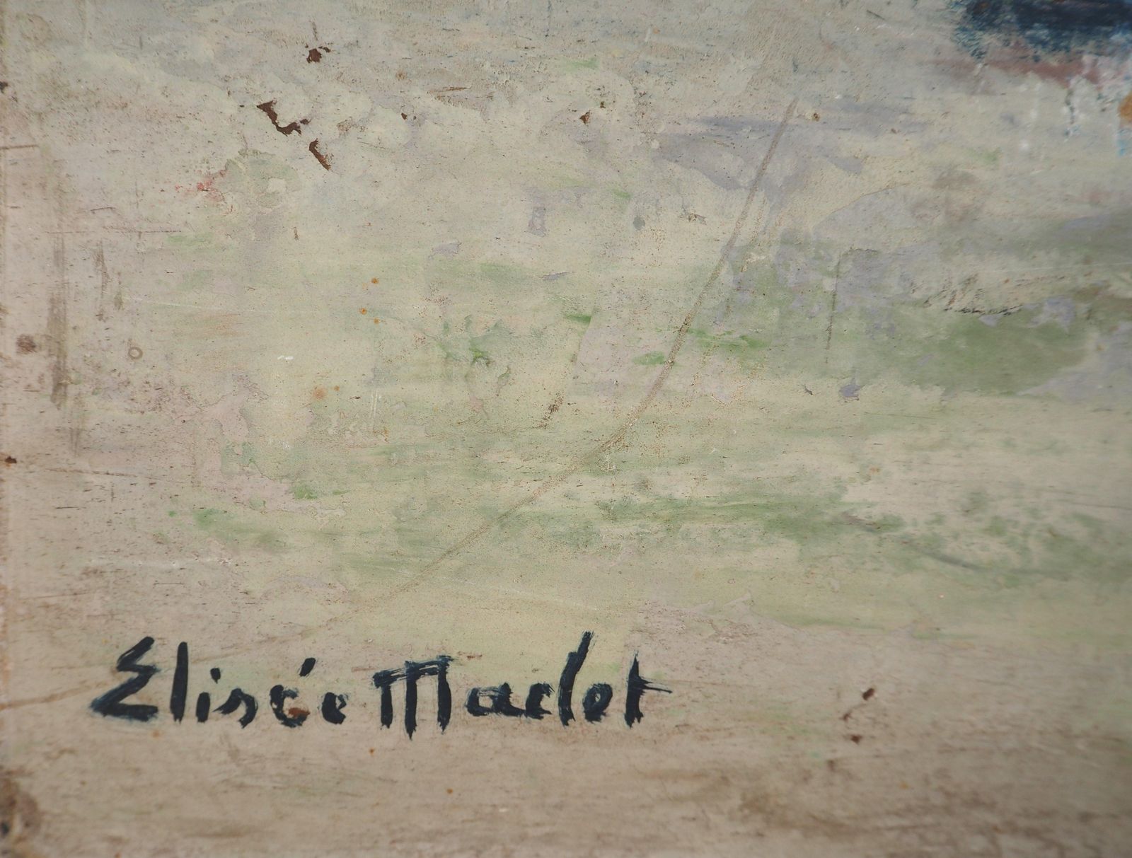 élisée Macletparis, Notre Dame Church   Oil Painting   Signed photo furniture