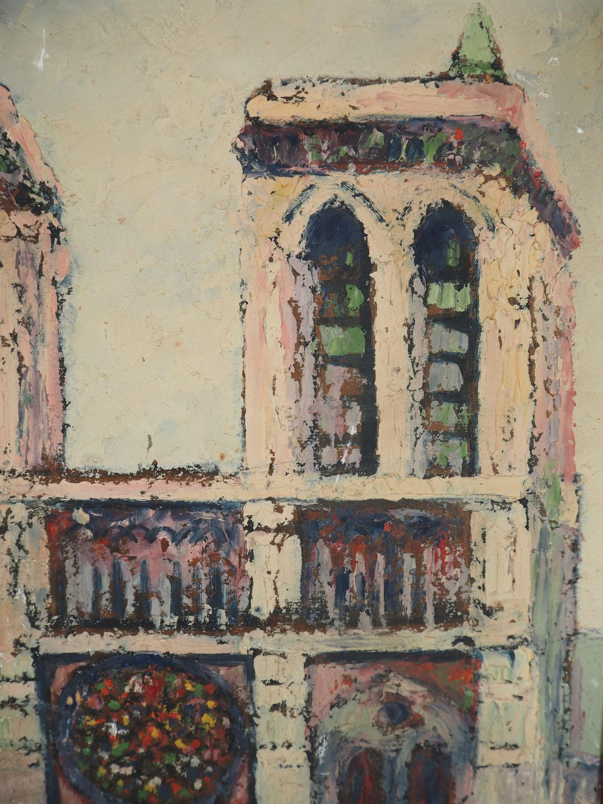 élisée Macletparis, Notre Dame Church   Oil Painting   Signed photo vintage