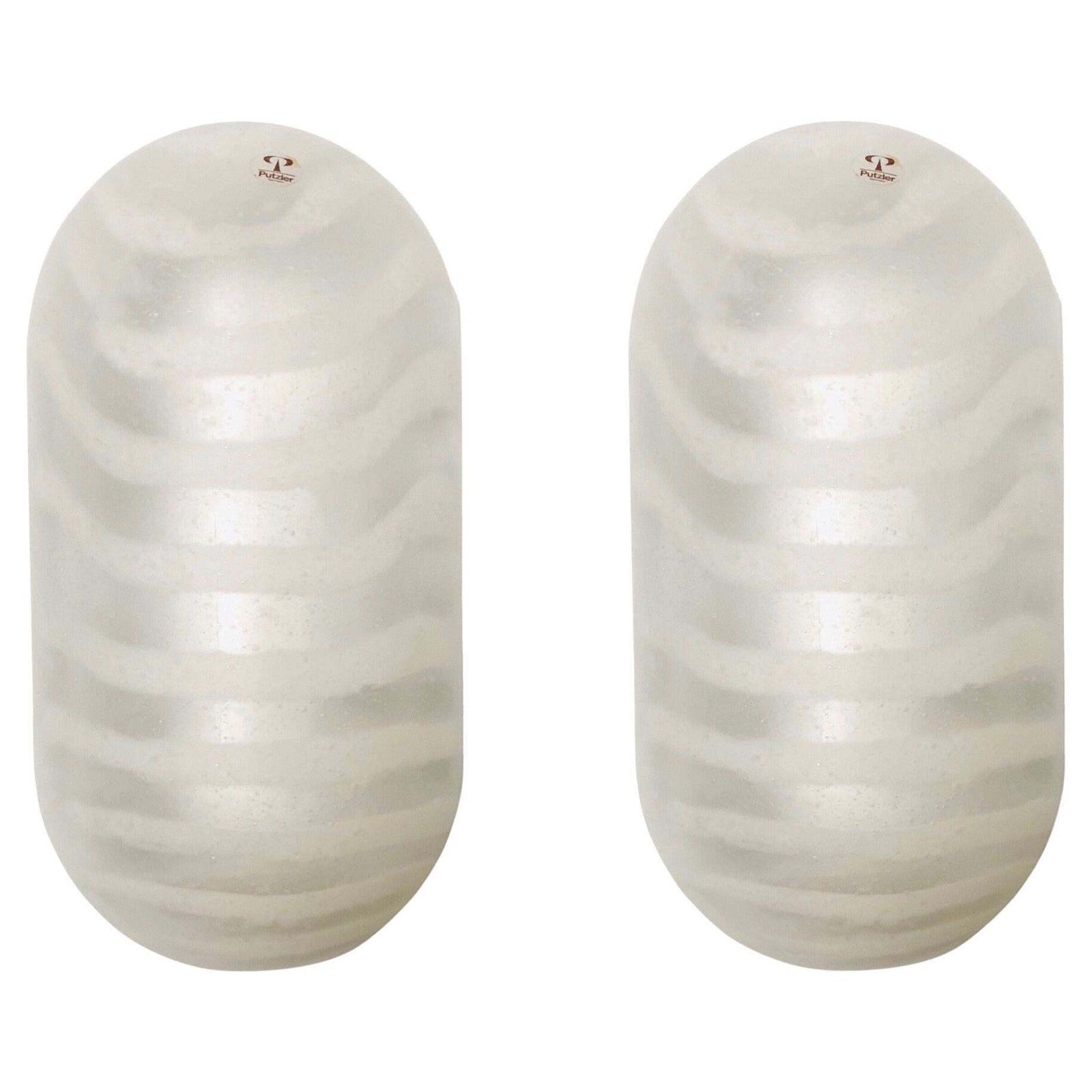 German Midcentury Glass Pair Of Wall Sconces By Peill And Putzler, 1970s
