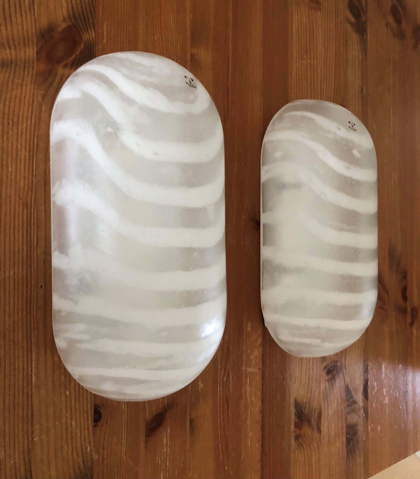 German Midcentury Glass Pair Of Wall Sconces By Peill And Putzler, 1970s photo vintage