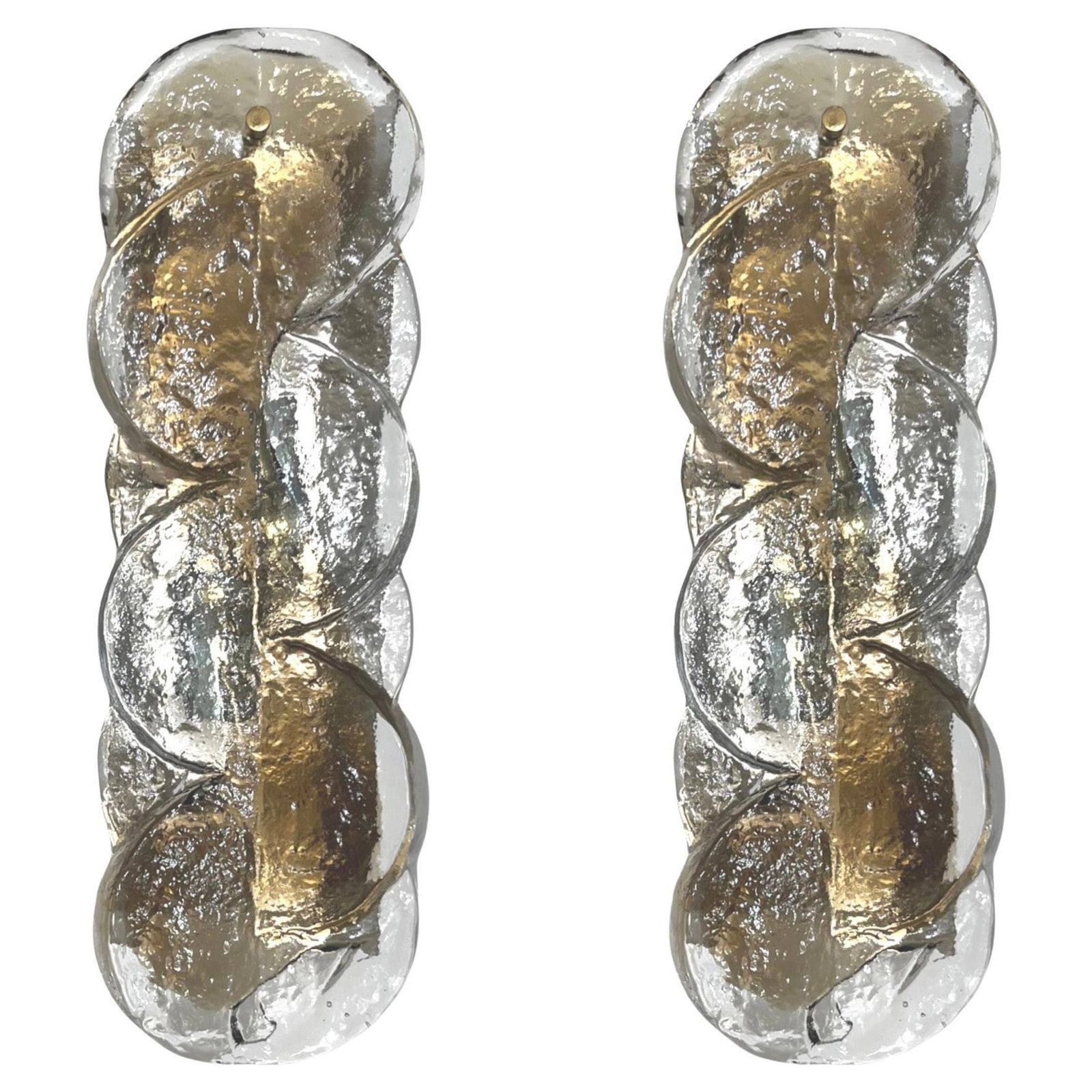 Austrian Mid Century Pair Of "Citrus" Murano Glass Wall Sconces By Kalmar, 1970s