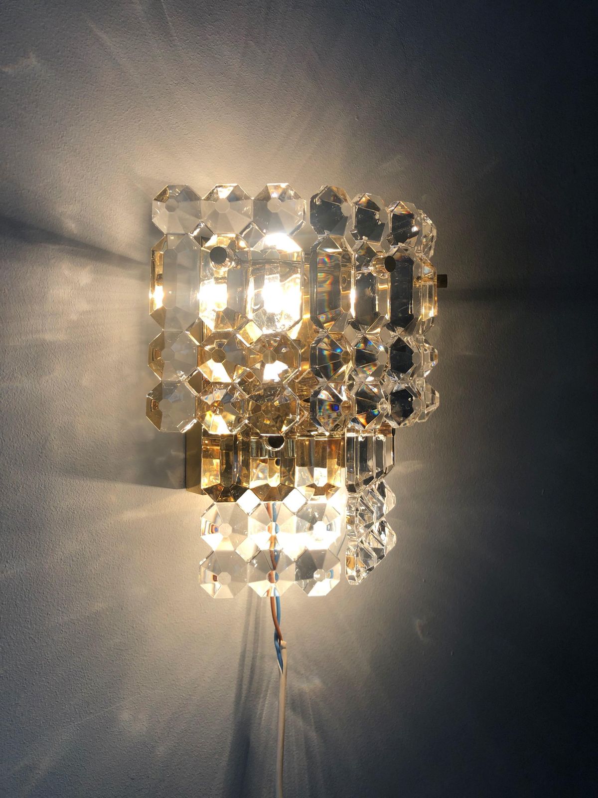 Lighting German Pair Of Midcentury Glass Wall Sconces By Kinkeldey, 1970s photo