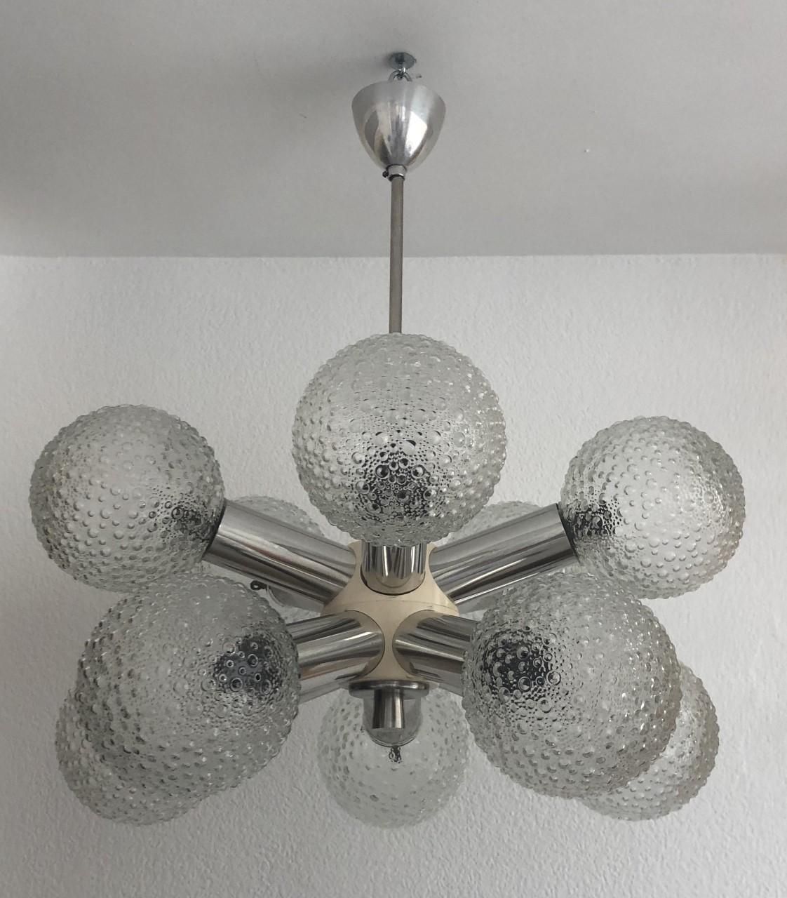 Midcentury German Sputnik Glass Balls Chandelier, 1970s photo furniture