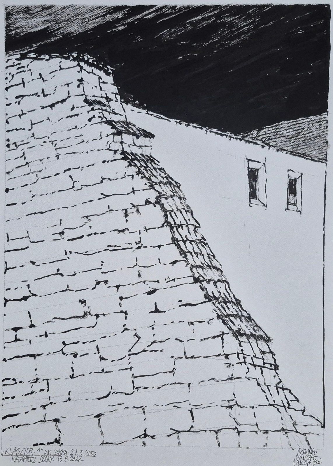 Konrad Kucza Kuczynskithe Monastery, Kazimierz Dolny, Ink On Paper, Polish Artist, Black And White2022 photo vinterior