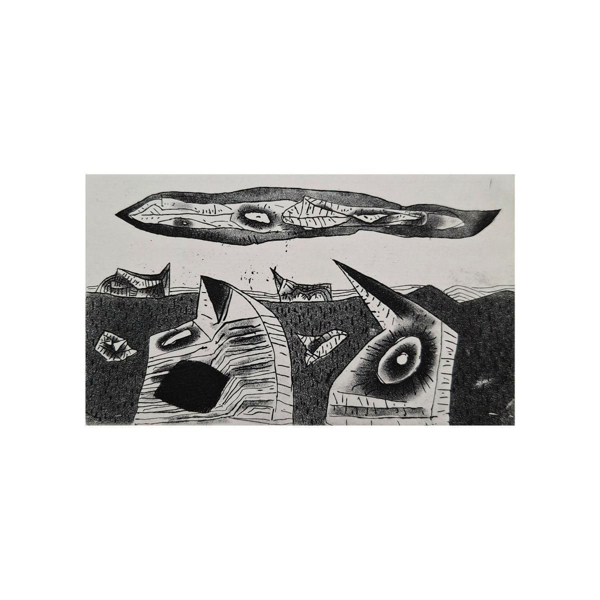 Jerzy Dmitrukguardian Angel And His Workmate   21st Century, Etching, Black And White2001