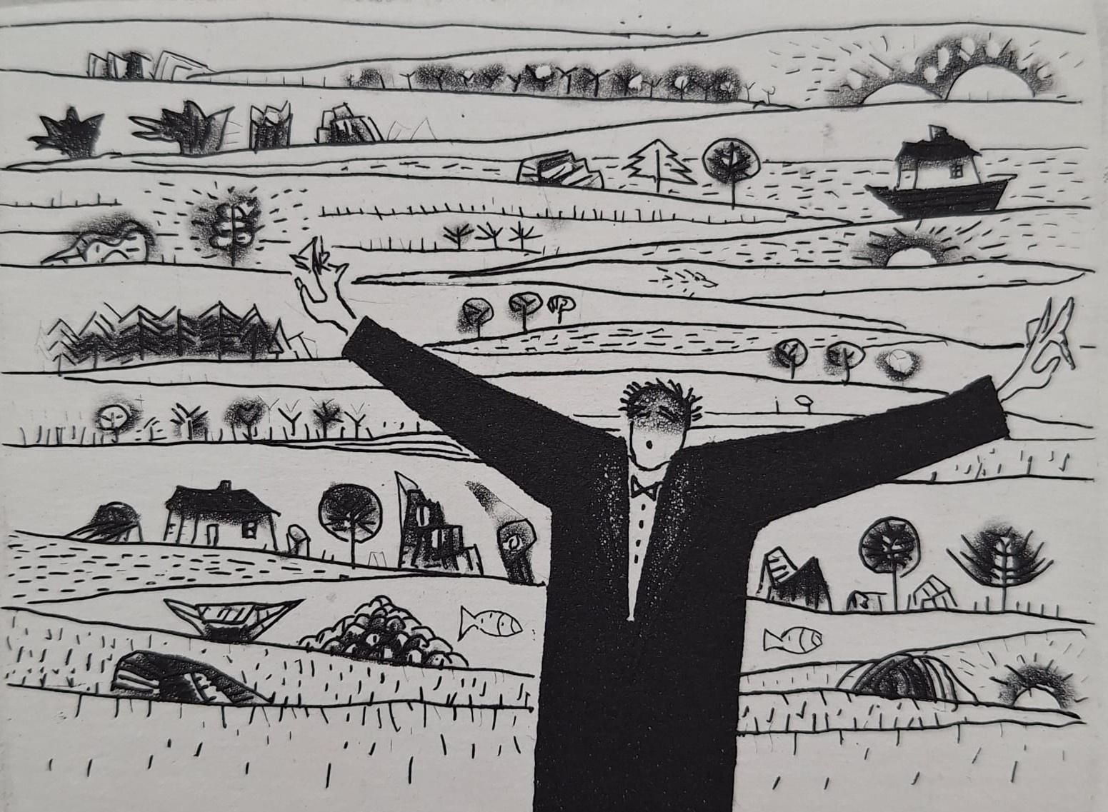 Jerzy Dmitrukconductor Of The Serene Rhythm Of Landscape   21st Century, Contemporary Etching2008 photo vinterior