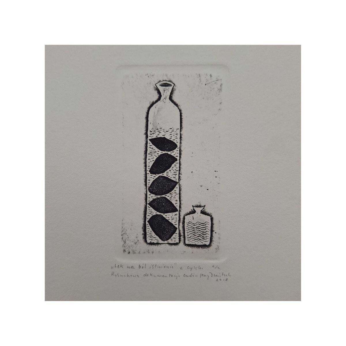 Jerzy Dmitrukthe Cure For The Pain Of Existence   21st Century, Contemporary Etching2018 photo furniture