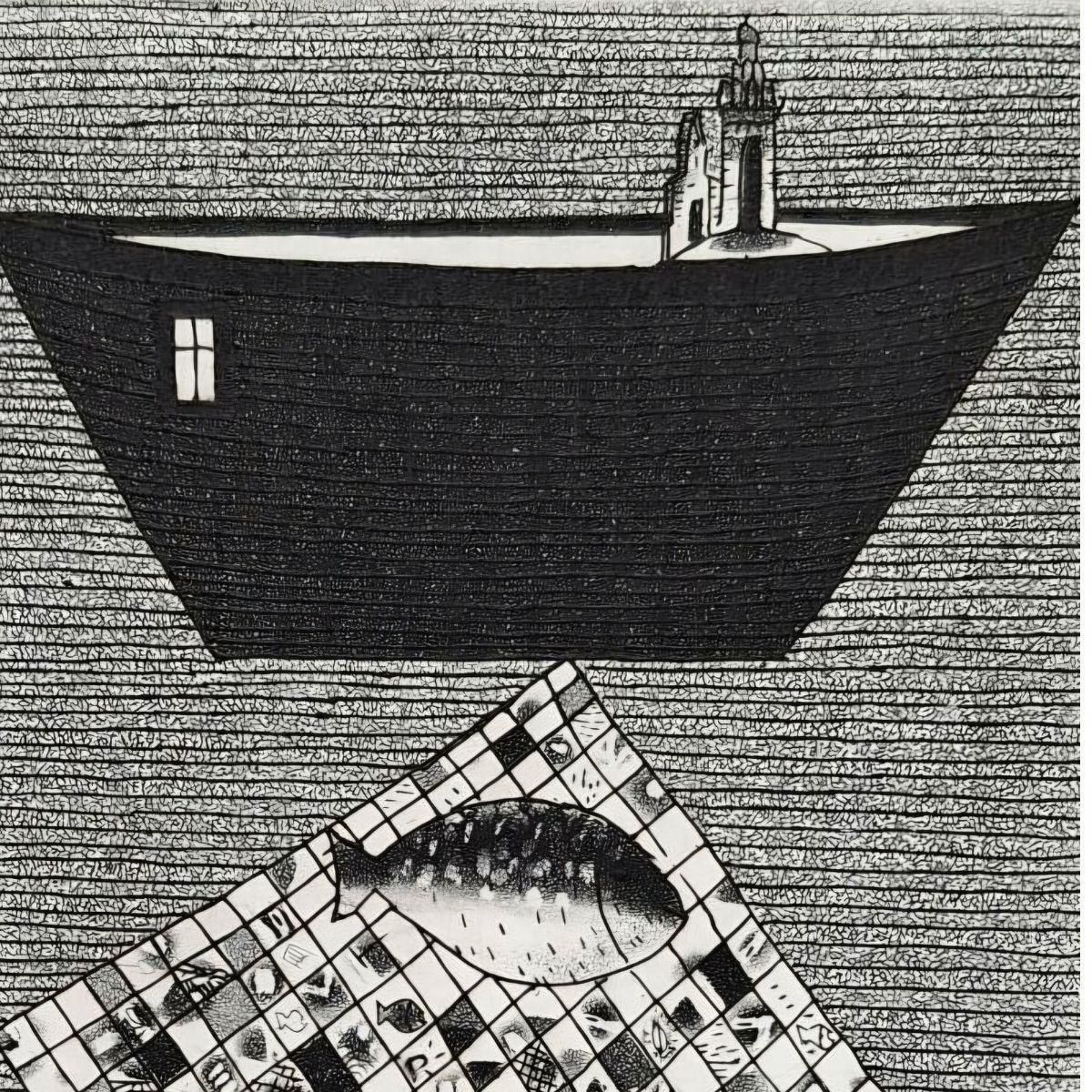 Jerzy Dmitrukgoldfish On The Way To Work   21st Century, Contemporary Etching2021 photo Art