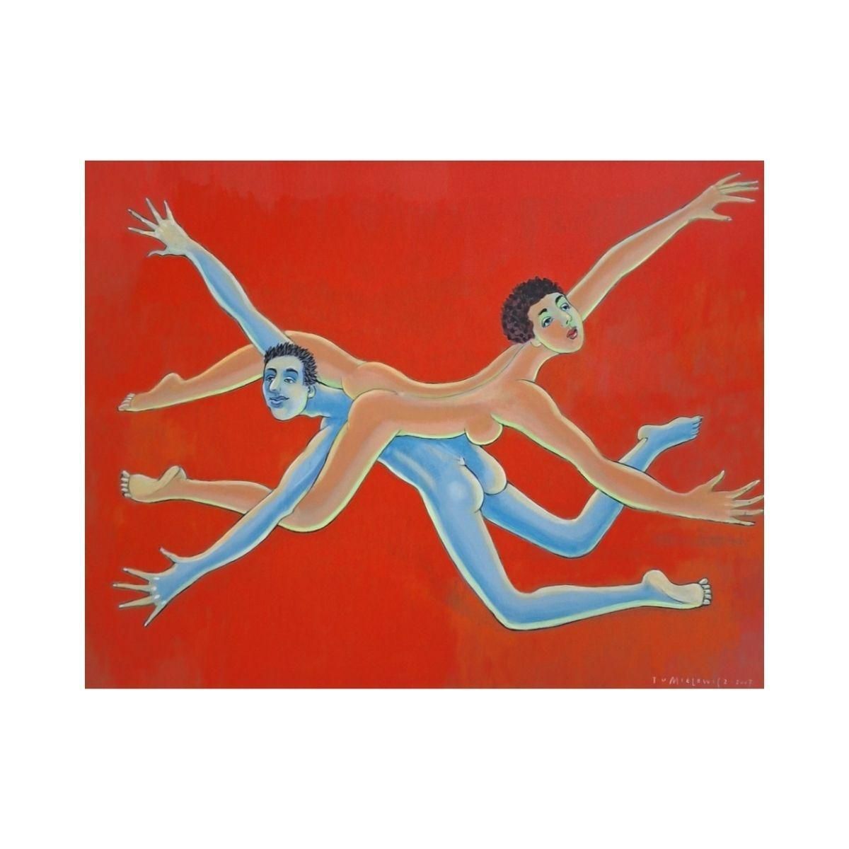 Czeslaw Tumielewiczsearching For The Other Half   Figurative Acrylic Painting, Colorful, Polish Art2007 photo furniture
