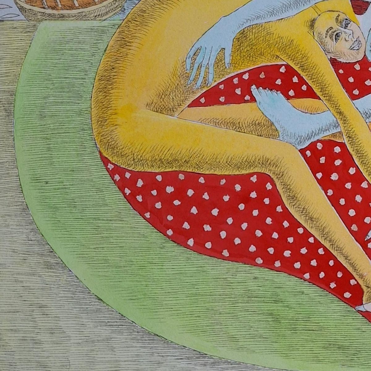 Czeslaw Tumielewiczgreat Cordiality   Figurative Drypoint Print, Colorful, Polish Art2015 photo buy