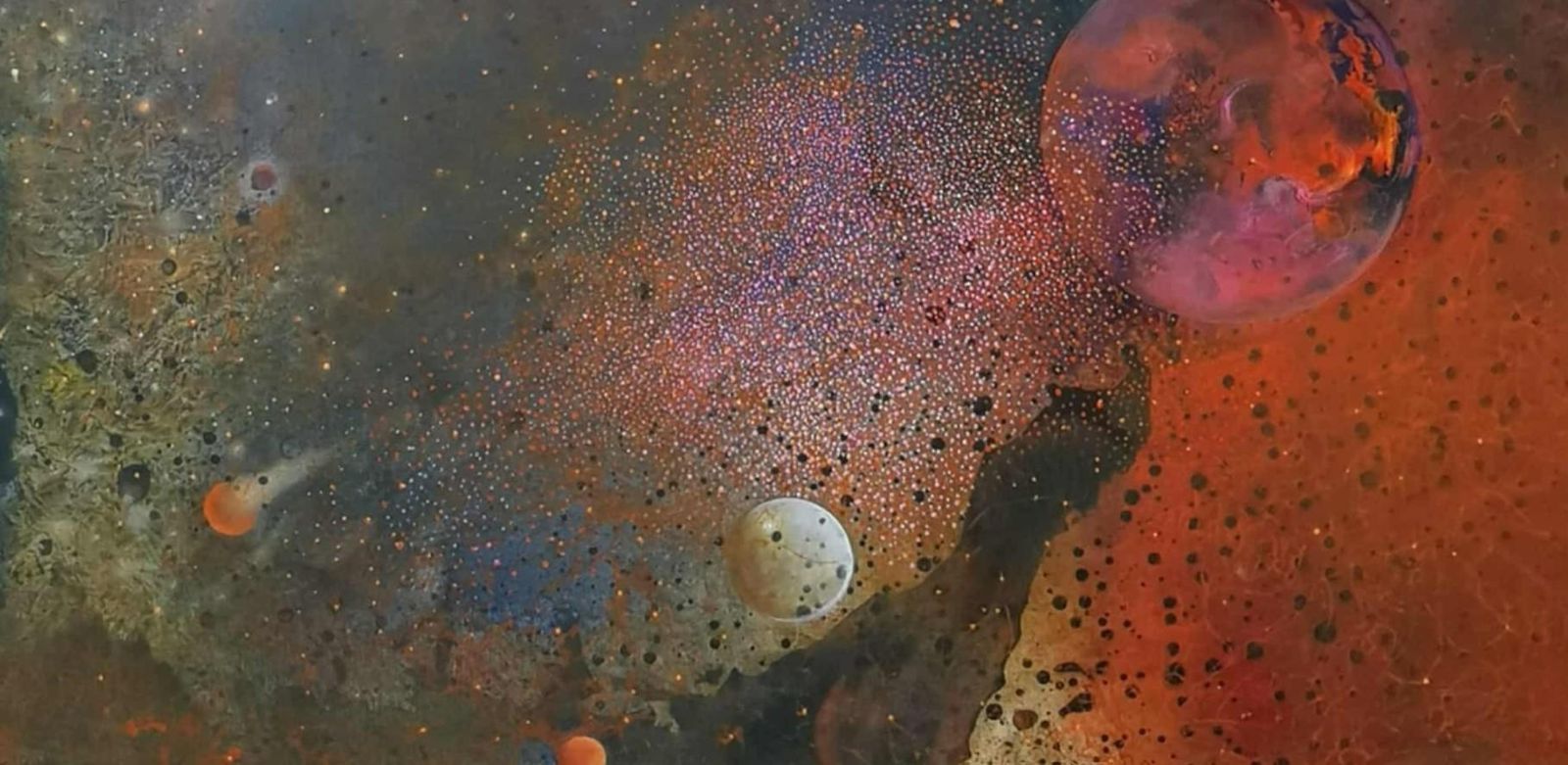 Barbara Hubertgalaxy 4. Contemporary Oil Abstract Landscape Painting, Polish Artist2025 photo furniture