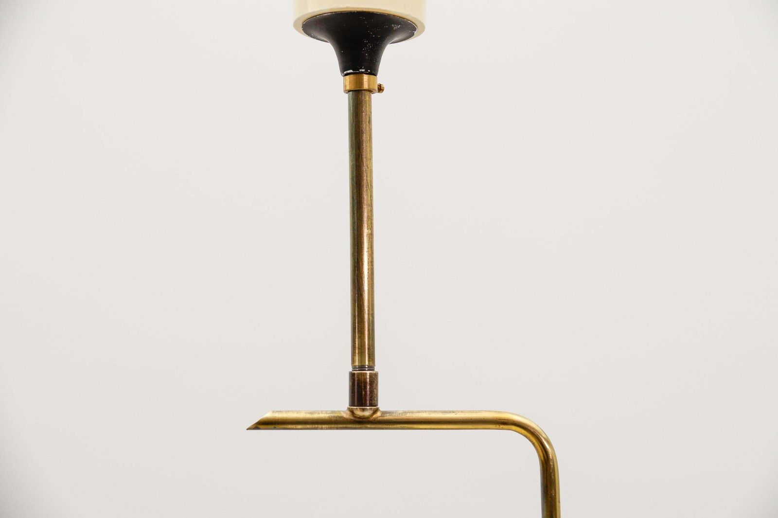 Scandinavian Mid Century Modern Ceiling Lamp In Copper, Braas & Opaline Glass photo vintage