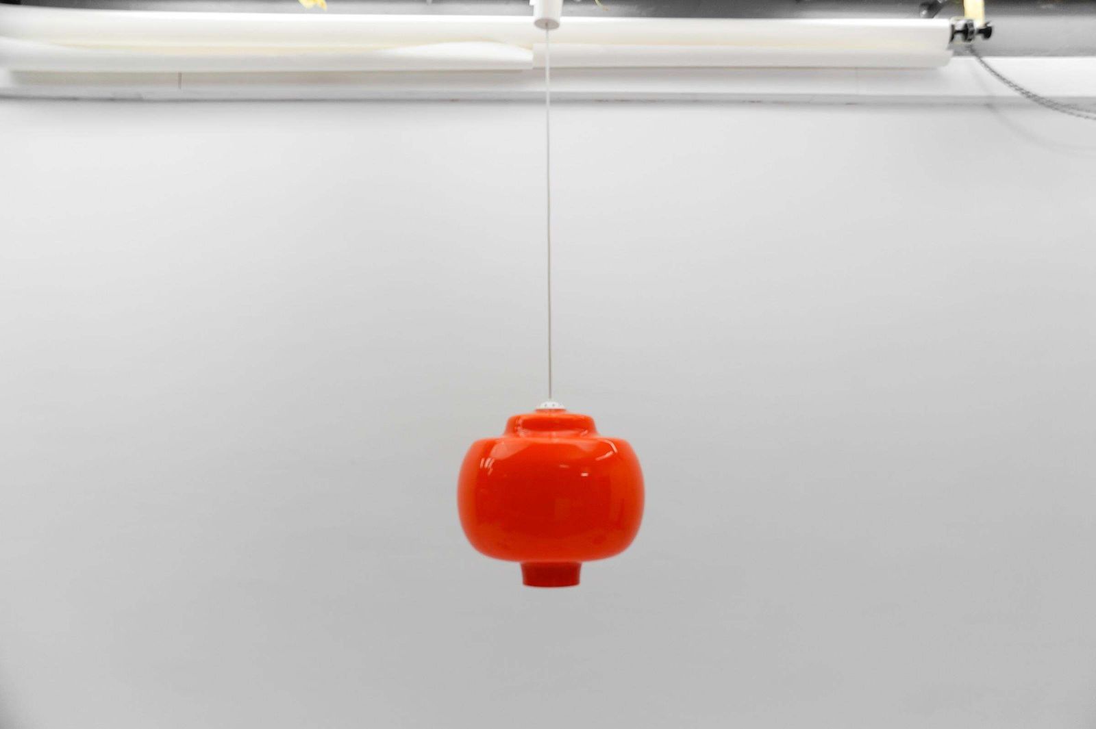 Lighting Lovely Huge Orange Glass Ceiling Lamp By Peill & Putzler, 1960s photo