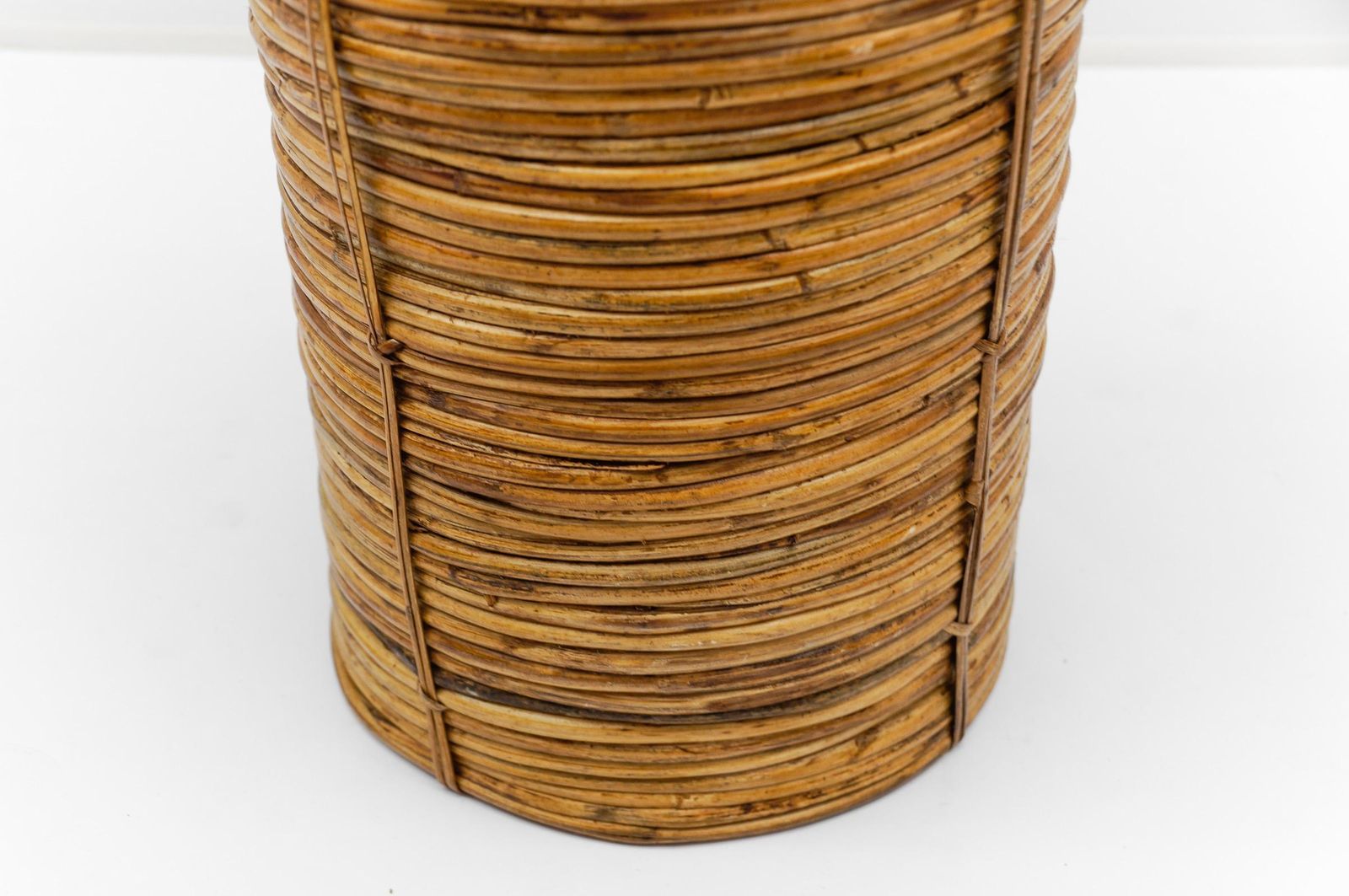 Lovely 1970s Italian Rattan And Brass Umbrella Stand photo buy