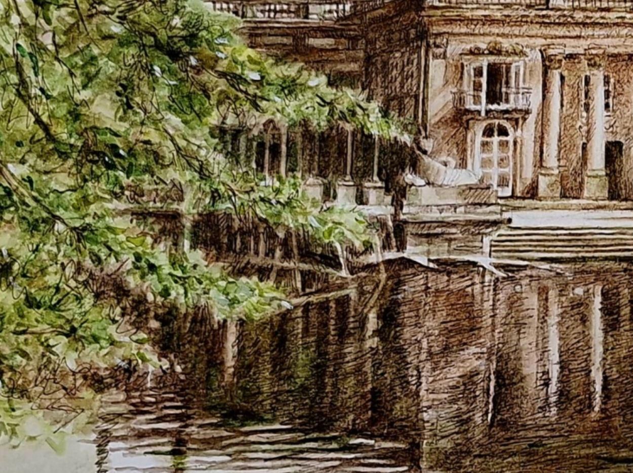 Elżbieta Siegoczyńskaroyal Baths Park Palace On The Isle. Architecture Drawing, Realistic, Polish Art2025 photo Art