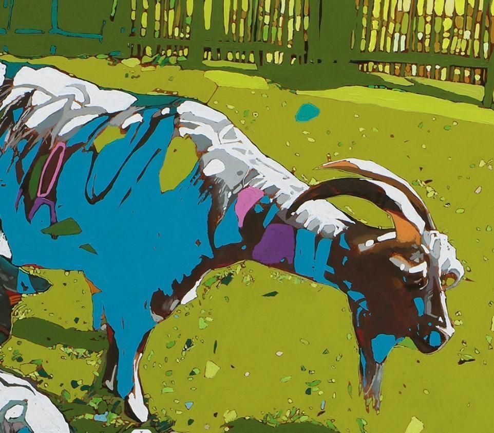 Rafał Gadowskigoats 08. Figurative Expressive Oil Painting, Colorful, Animals, Polish2023 photo Art